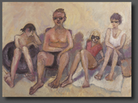 Dad takes the family to the beach 60X80cm